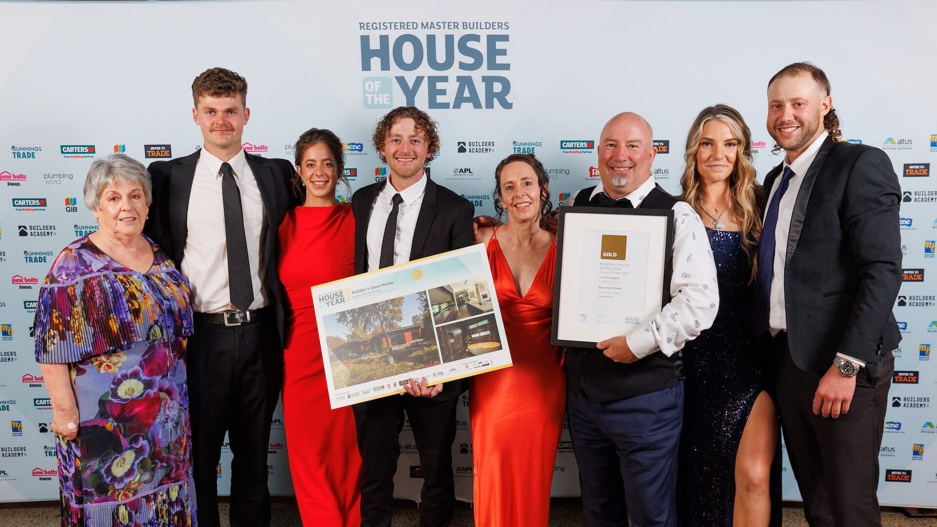 The Discovery Homes family and team with their Gold Award at House of the Year 2024