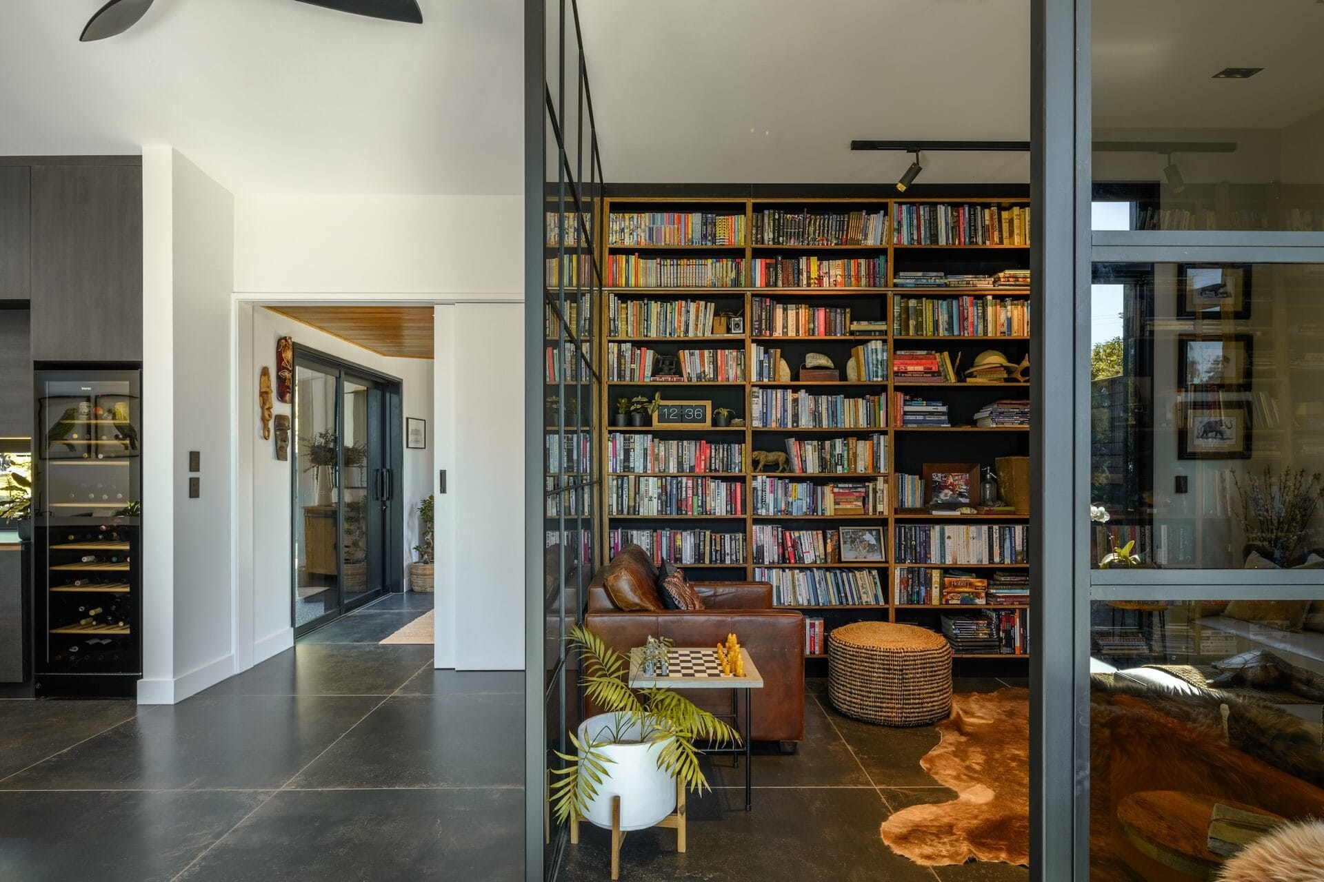 Grady Home — classic library with rolling ladder